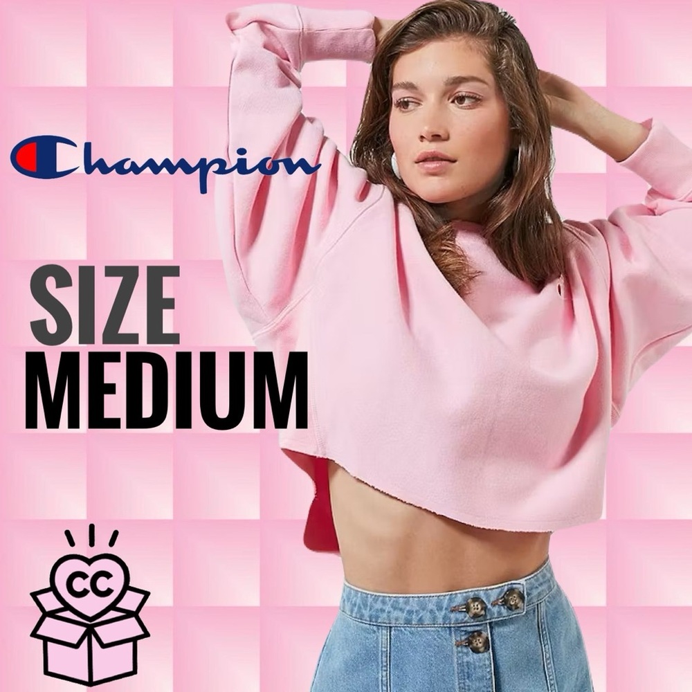Champion Women's Light Pink Cropped Sweatshirt